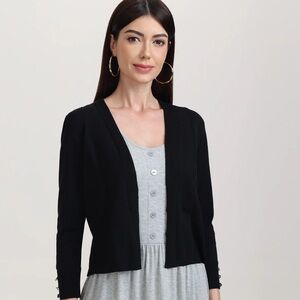 🍒NWT 89TH & MADISON BLACK BLACK 3/4 SLEEVE CARDIGAN SWEATER SIZE LARGE🍒